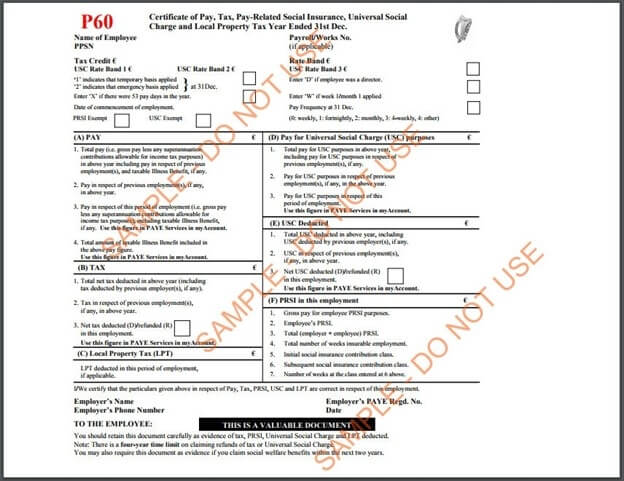 P60 form example