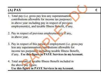 Section A of the P60 form Ireland