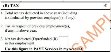 Section B of the P60 form Ireland