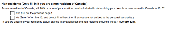 Non-residents Canada TD1