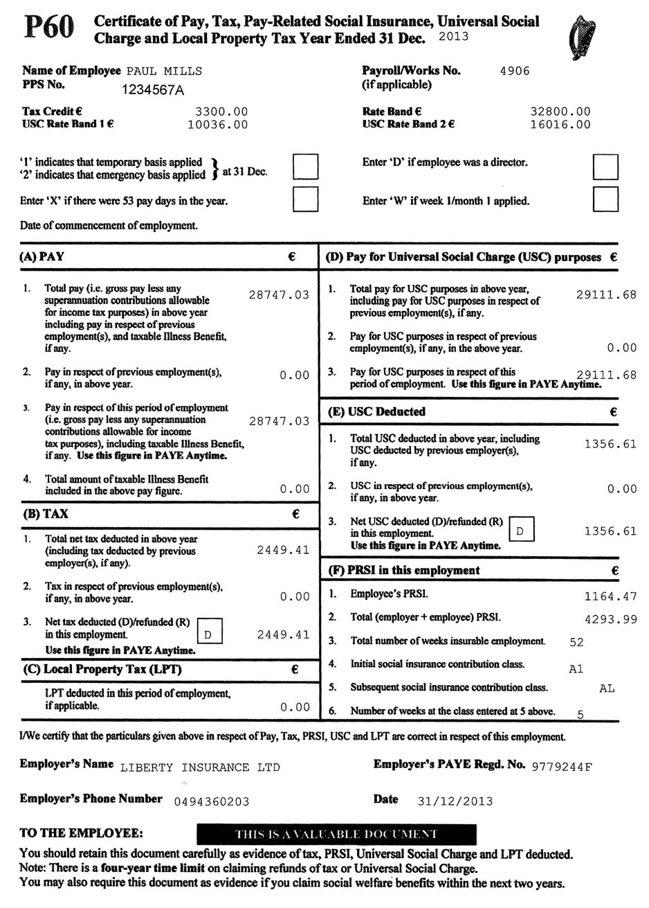 reference tax 17 form for Example P60 Form